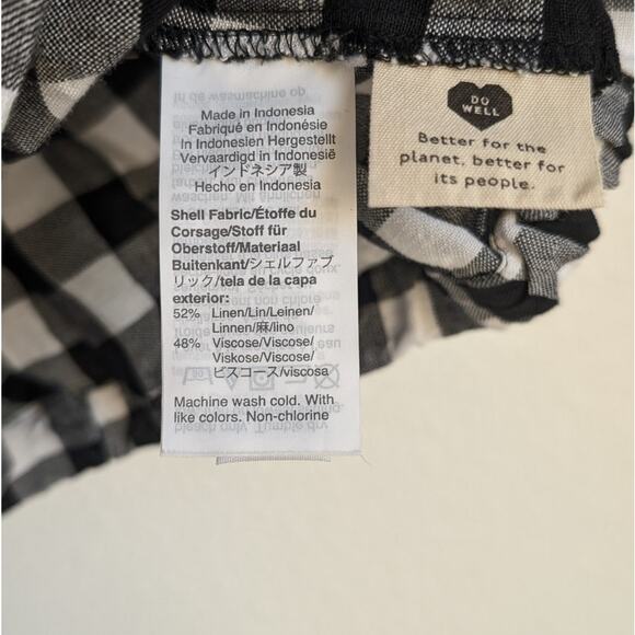 NWT Madewell Linen Puff-Sleeve Button-Front Crop Top in Gingham Check, sz XS - Picture 7 of 8